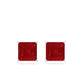 0.9 Carat Princess Cut Ruby Solitaire Stud Earrings