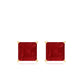 0.9 Carat Princess Cut Ruby Solitaire Stud Earrings