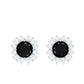 Certified Real Black Spinel Stud Earrings with Diamond Halo