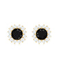Certified Real Black Spinel Stud Earrings with Diamond Halo