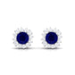 0.8 Carat Natural Blue Sapphire and Diamond Halo Stud Earrings