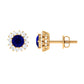 0.8 Carat Natural Blue Sapphire and Diamond Halo Stud Earrings