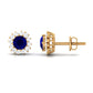 0.8 Carat Natural Blue Sapphire and Diamond Halo Stud Earrings