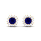 0.8 Carat Natural Blue Sapphire and Diamond Halo Stud Earrings