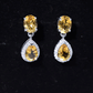 Natural 2 Carat Citrine and Diamond Teardrop Earrings