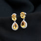 Natural 2 Carat Citrine and Diamond Teardrop Earrings