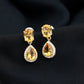 Natural 2 Carat Citrine and Diamond Teardrop Earrings