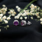 Natural Amethyst and Diamond Bridal Stud Earrings