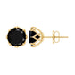 Genuine 3 Carat Black Spinel Stud Earrings with Screw Back