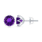Natural Amethyst Solitaire Stud Earrings with Screw Back