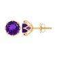 Natural Amethyst Solitaire Stud Earrings with Screw Back