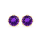 Natural Amethyst Solitaire Stud Earrings with Screw Back