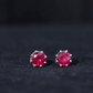 6MM Decorative Created Ruby Solitaire Stud Earrings