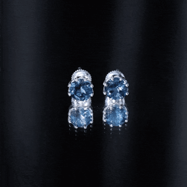 Pendientes de tuerca solitarios de topacio azul Londres auténtico de 2,7 quilates con certificado