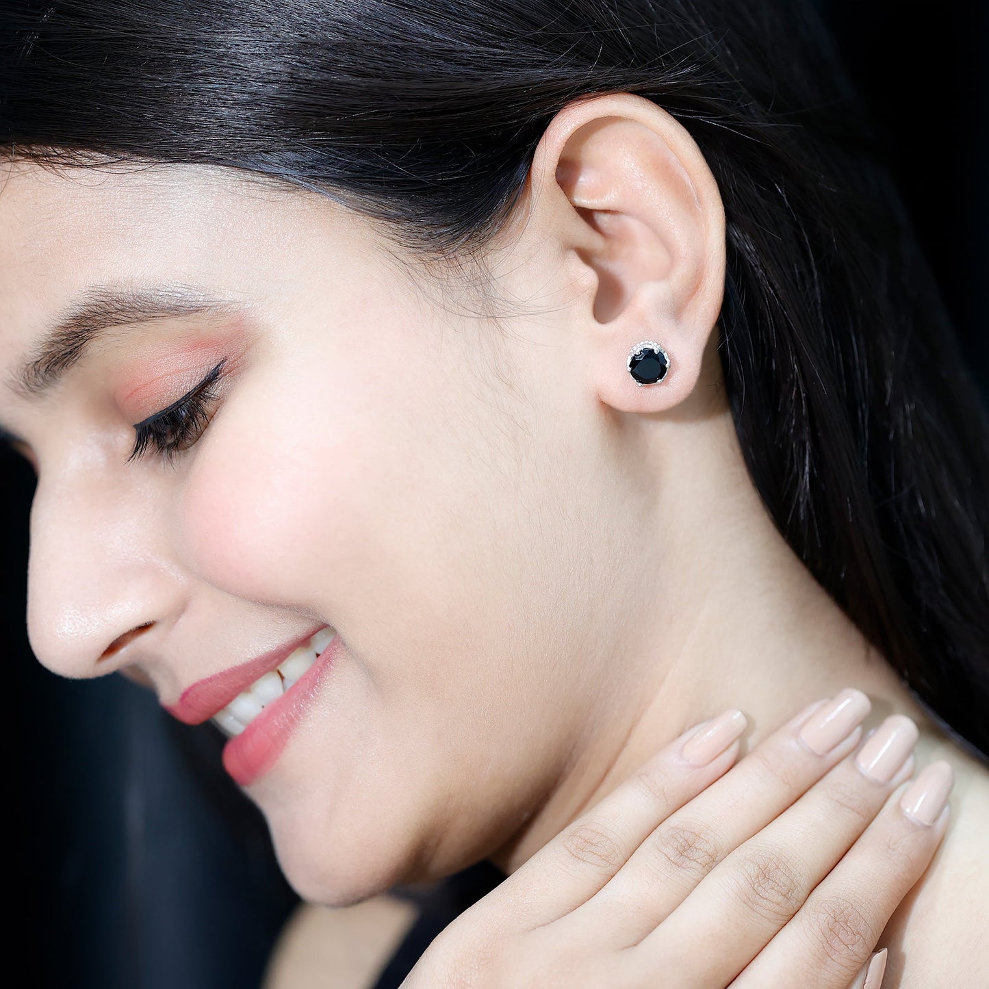 3 Carat Genuine Black Spinel Crown Stud Earrings