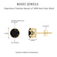Genuine Black Onyx Crown Stud Earrings with Screw Back