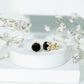 Genuine Black Onyx Crown Stud Earrings with Screw Back