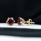 Genuine 3.4 Carat Round Cut Garnet Solitaire Stud Earrings