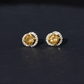 Round Citrine and Diamond Stud Earrings