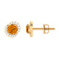 Round Citrine and Diamond Stud Earrings