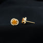 Round Citrine and Diamond Stud Earrings