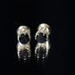 0.9 Carat Black Spinel Stud Earrings with Diamond Accent