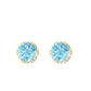 Natural Aquamarine Diamond Floral Stud Earrings with Screw Back
