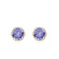 1 Carat Tanzanite Designer Stud Earrings with Diamond for Women