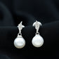 14.9 Carat Genuine Freshwater Pearl and Diamond Drop Earrings with Certificate