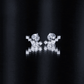 Round Diamond Curved Crawler Stud Earrings with Screw Backs