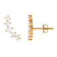 Round Diamond Curved Crawler Stud Earrings with Screw Backs