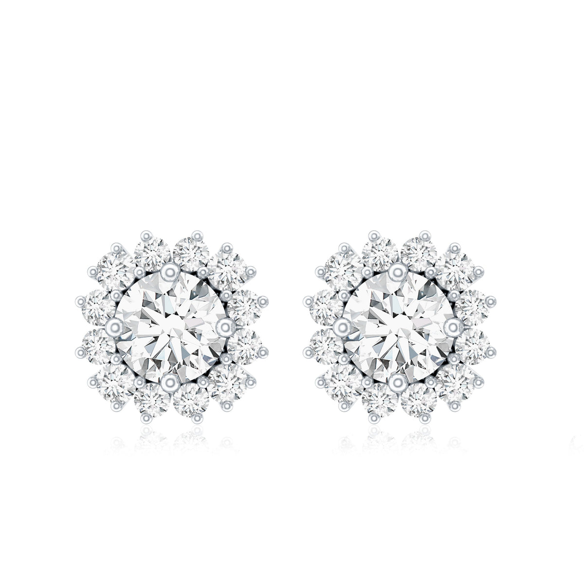 Round 1 Carat Moissanite Halo Stud Earrings for Women