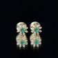 Natural Emerald and Diamond Floral Stud Earrings