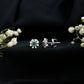 Natural Emerald and Diamond Floral Stud Earrings