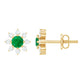 Natural Emerald and Diamond Floral Stud Earrings