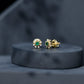 Natural Emerald and Diamond Floral Stud Earrings