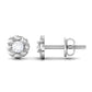 Round Diamond Floral Stud Earrings in Prong Setting