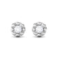 Round Diamond Floral Stud Earrings in Prong Setting