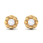 Round Diamond Floral Stud Earrings in Prong Setting