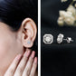 Round Cut Certified Moissanite Halo Stud Earrings with Screw Back