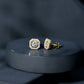 Round Cut Certified Moissanite Halo Stud Earrings with Screw Back