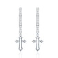 Certified Diamond Cross Drop Hoop Earrings