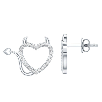 Round Diamond Devil Heart Earrings