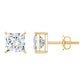 Natural Princess Cut Diamond Stud Earrings with Certificate