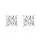 Natural Princess Cut Diamond Stud Earrings with Certificate