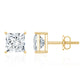 Natural Princess Cut Diamond Stud Earrings with Certificate