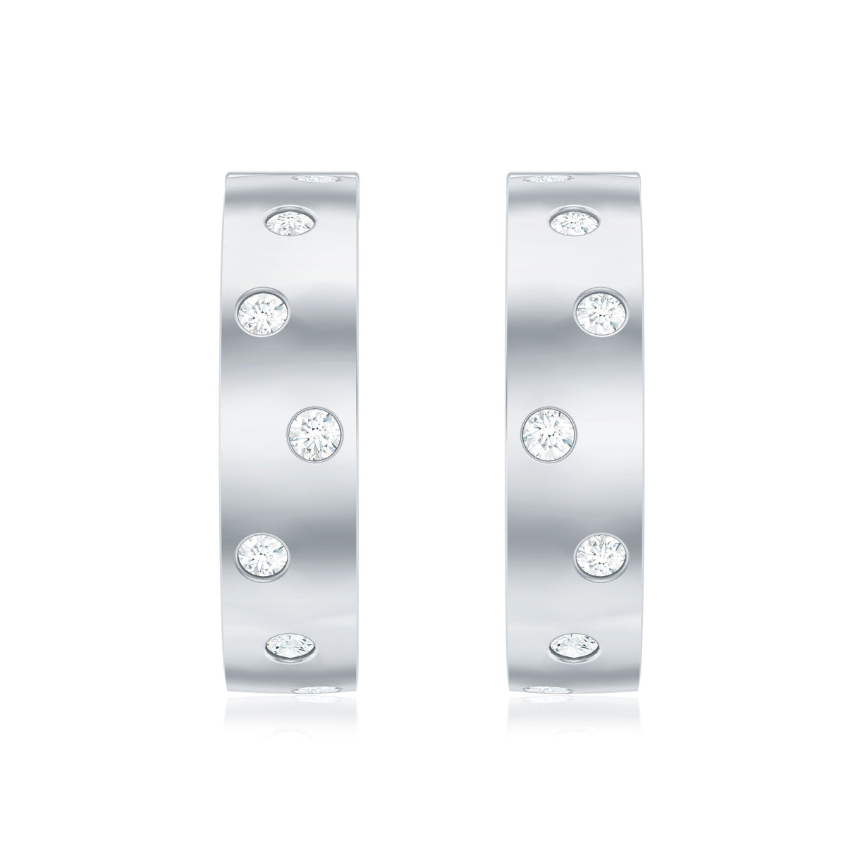 Flush Set Diamond Hoop Earrings For Women