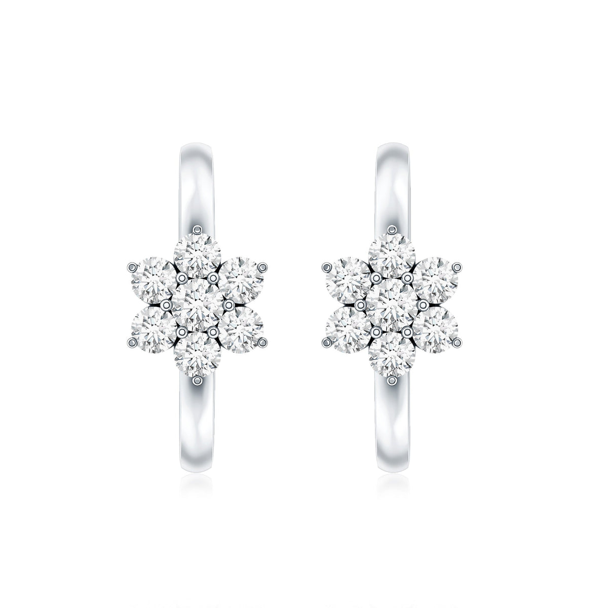 Diamond Flower Hoop Earrings For Her