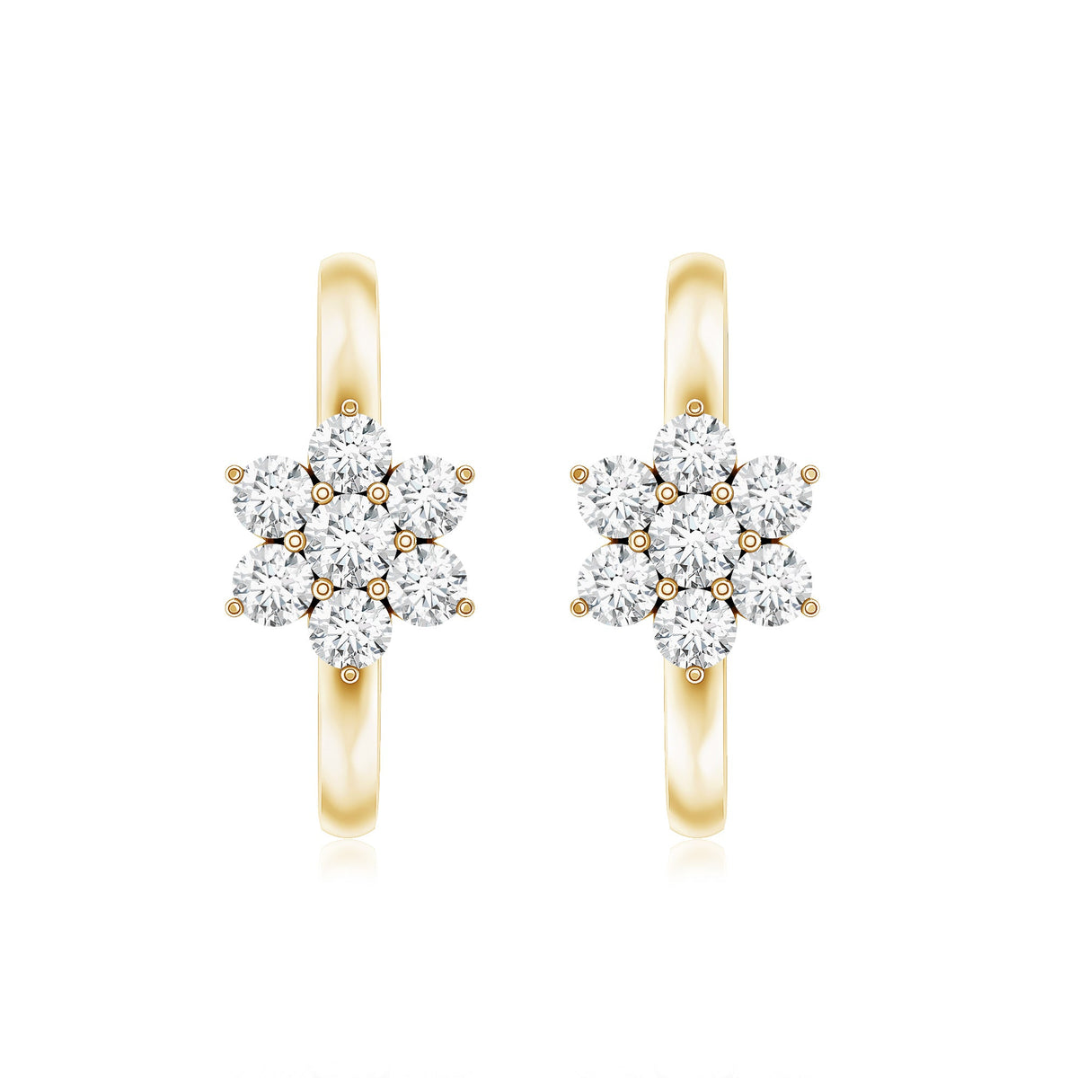 Diamond Flower Hoop Earrings For Her