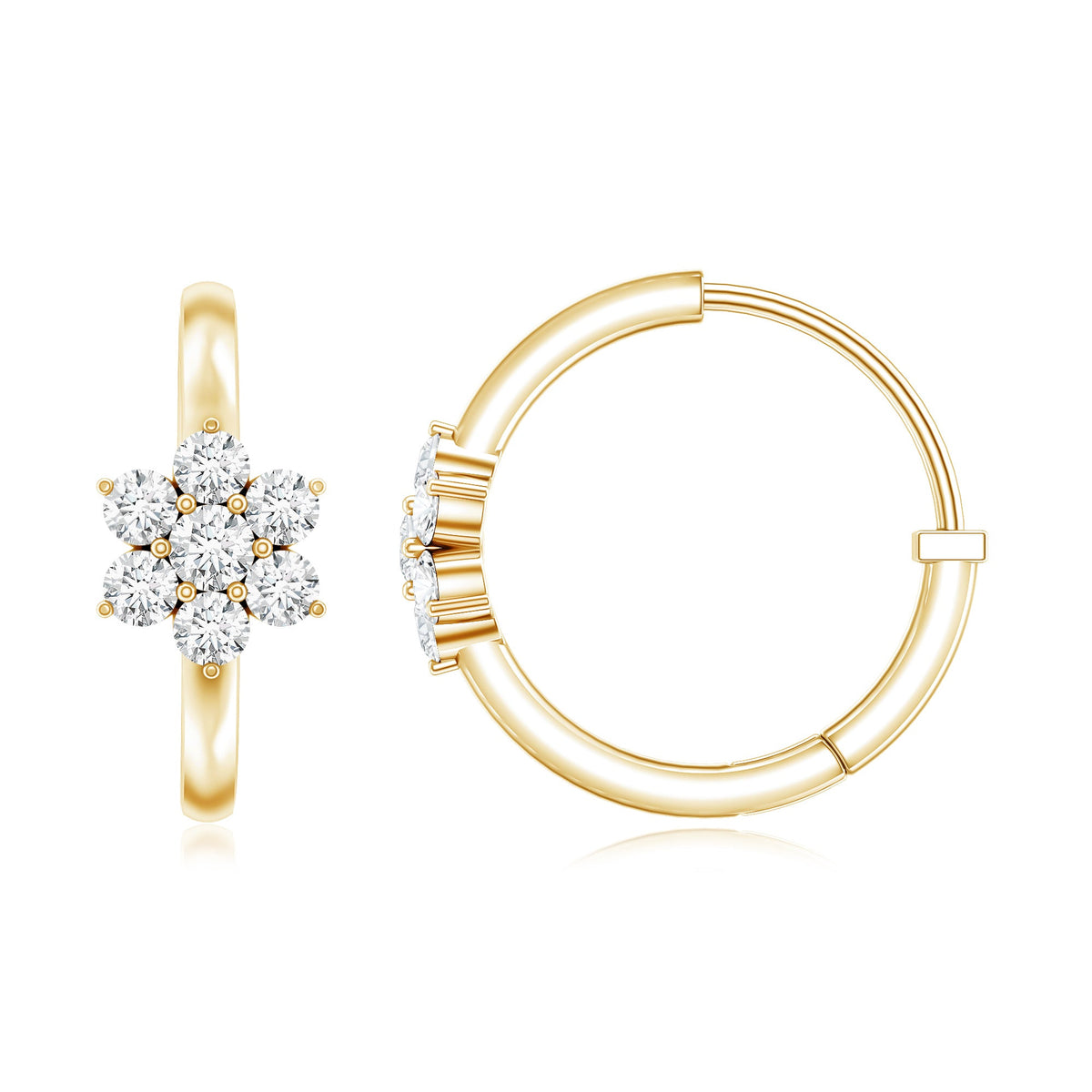 Diamond Flower Hoop Earrings For Her